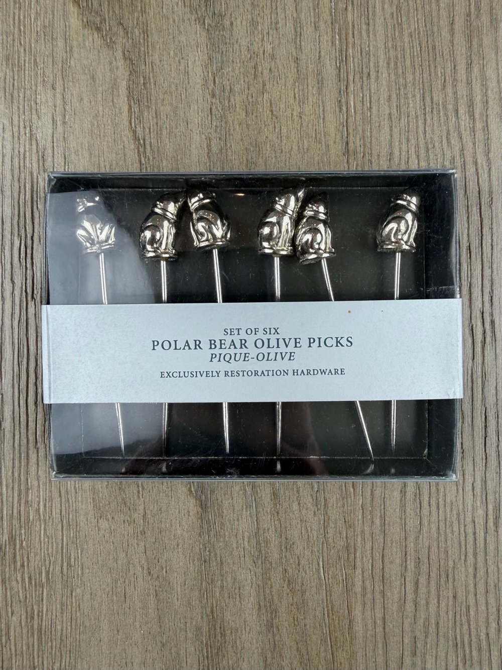 Restoration Hardware Polar Bear Olive Picks Set of 6 Cocktail Picks